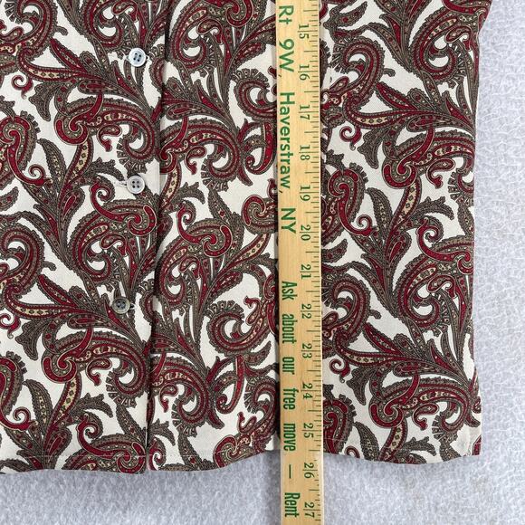 ADDENDA Top Womens M Paisley Shirt Blouse Button Front Long Sleeve Brown VTG - Picture 12 of 13